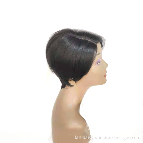 8 Inch HD Side Part Short Remy Glueless  Cheap  Pixie Cut Wholesale Virgin Brazilian Short Bob Human Hair Wigs